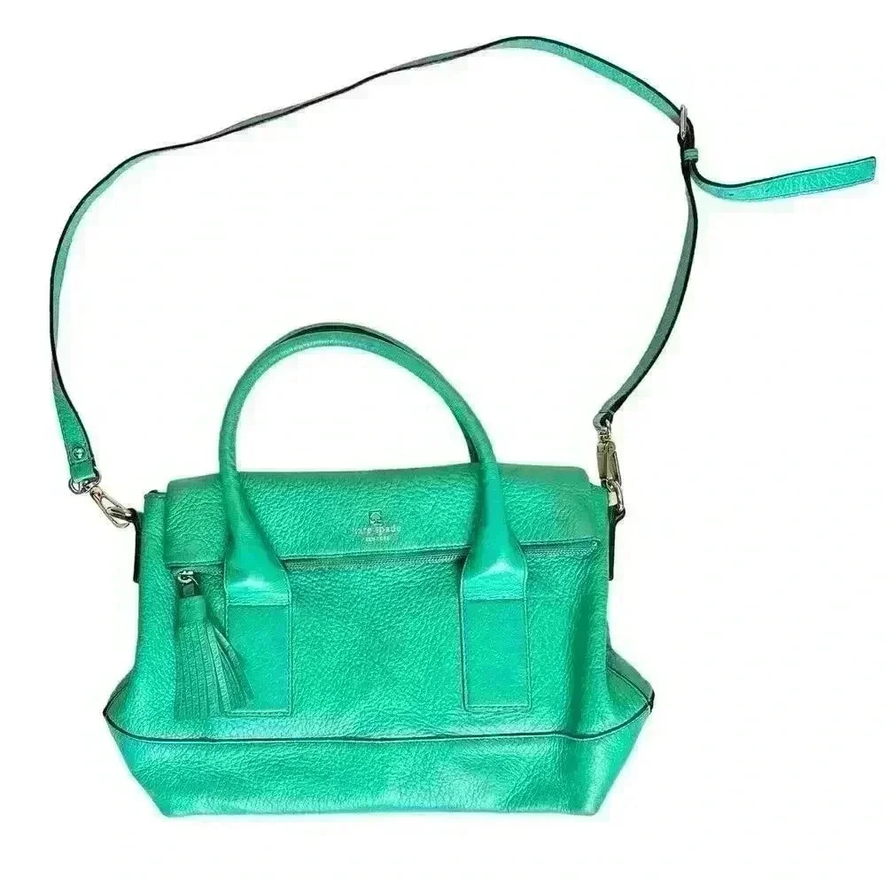 KATE SPADE NEW YORK Southport Avenue Alessa Satchel Green Crossbody Bag - Picture 2 of 13